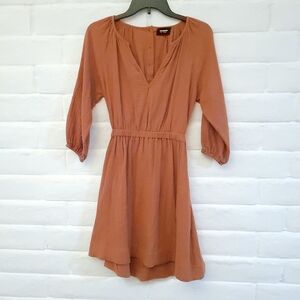Monrow Eco Friendly Organic Cotton Long Sleeve Dress w/Cutout